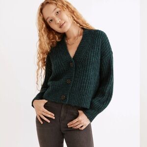 Madewell Walter crop cardigan green size medium